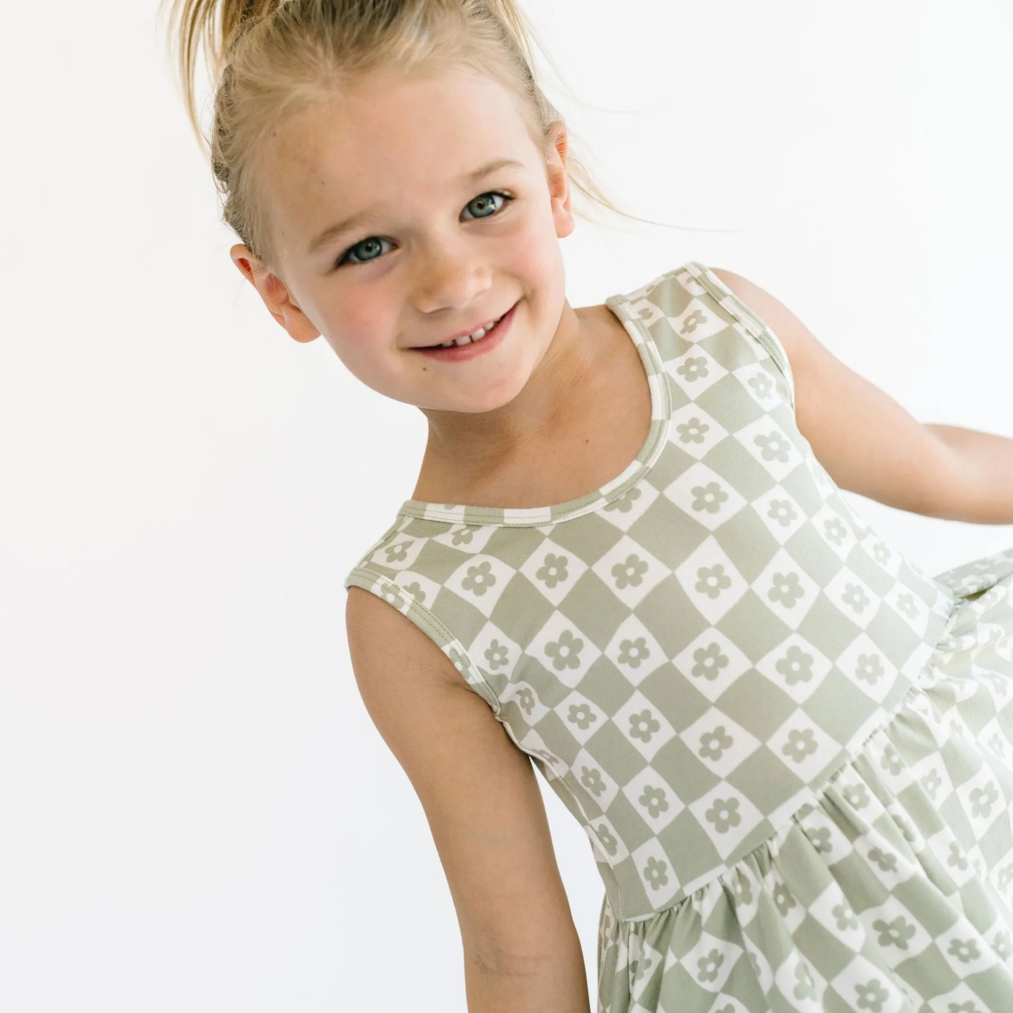 The Tank Ballet Dress in Checked Fleur