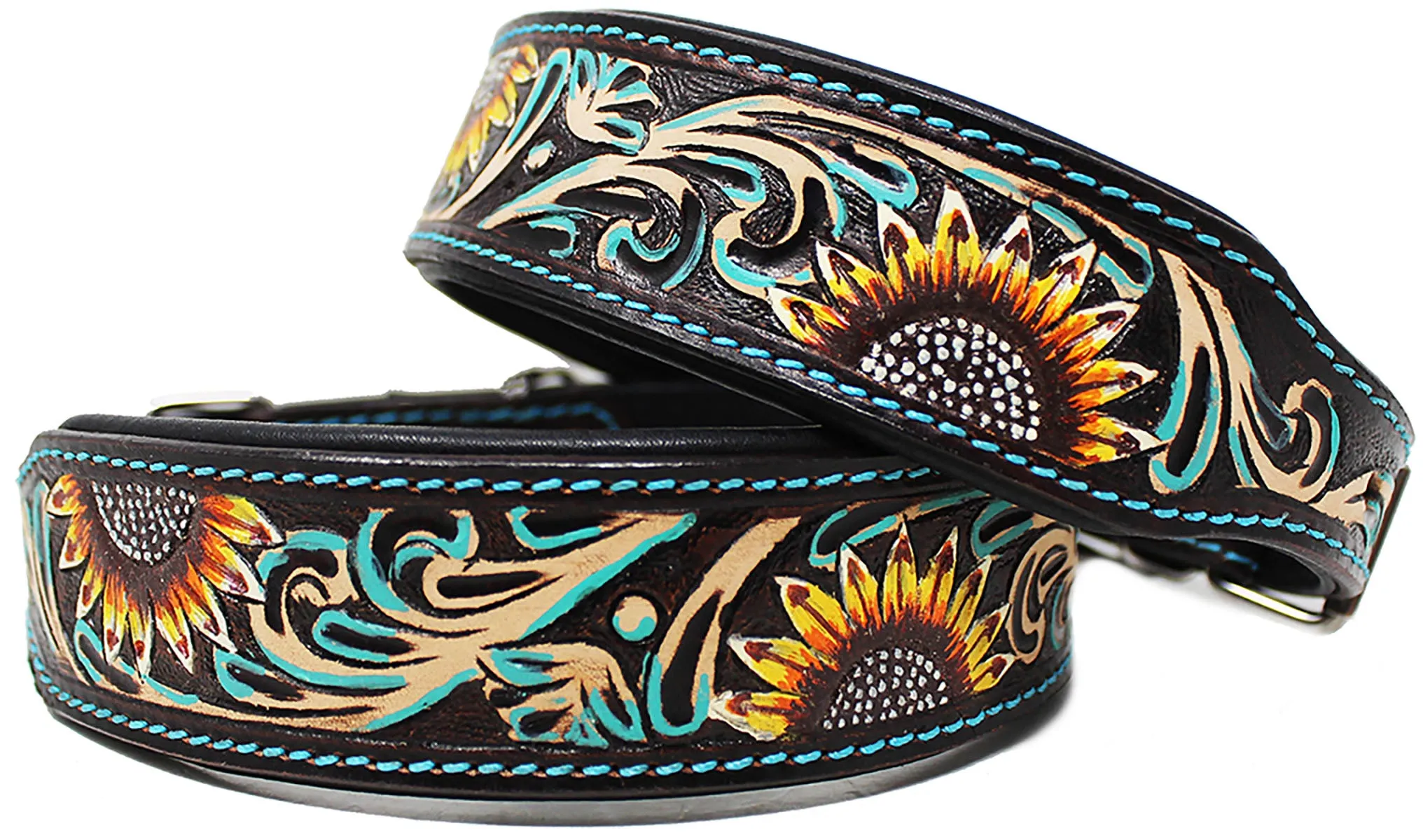 Tooled Padded Leather Dog Puppy Collar 60197