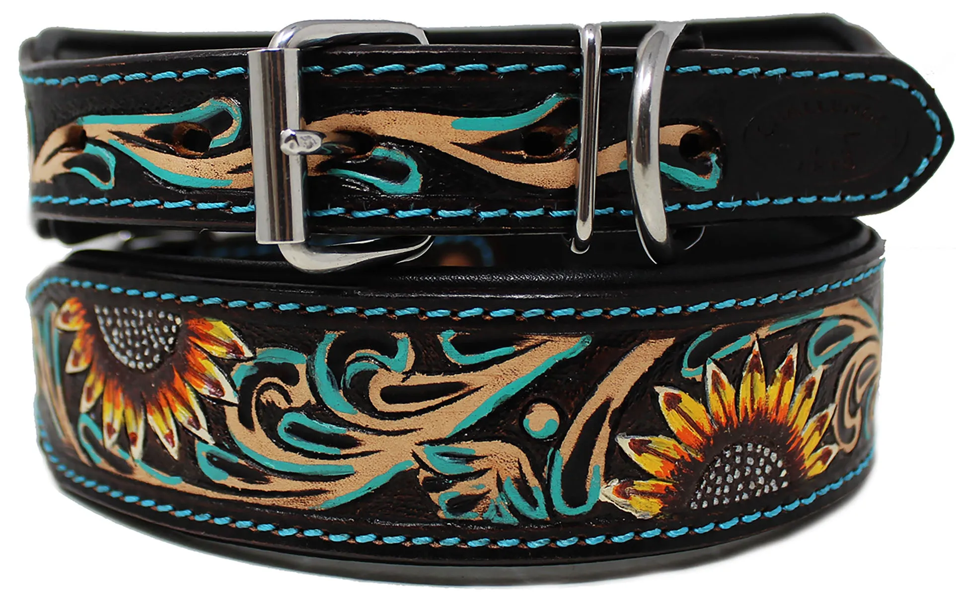 Tooled Padded Leather Dog Puppy Collar 60197