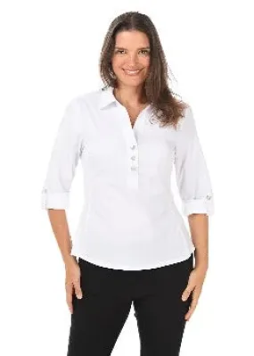 Triple Button Side Knit Blouse WHITE - ZAC & RACHEL