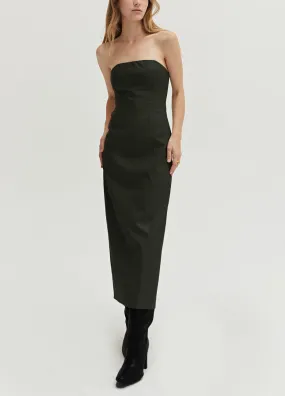 Vegan Leather Strapless Midi Dress