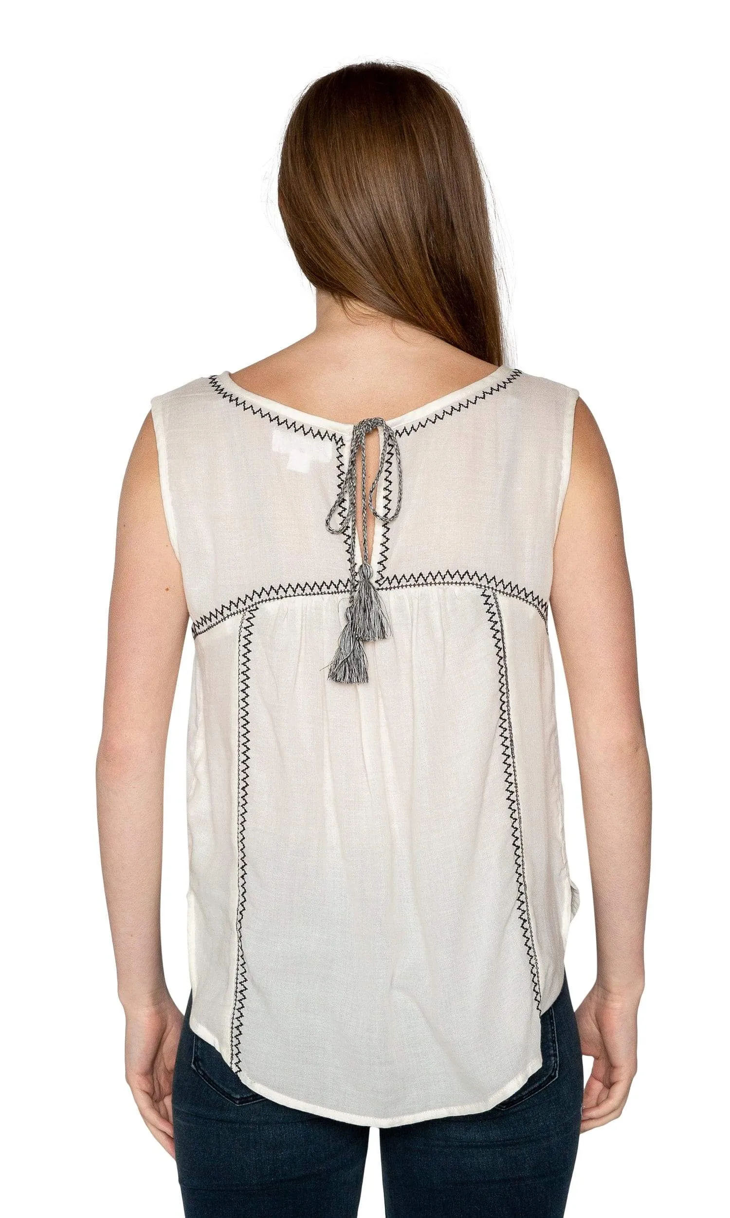 Velvet by Graham & Spencer Asera Embroidered Crepe Sleeveless Top
