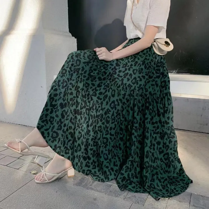 Vintage Leopard Print Swing Half Skirt