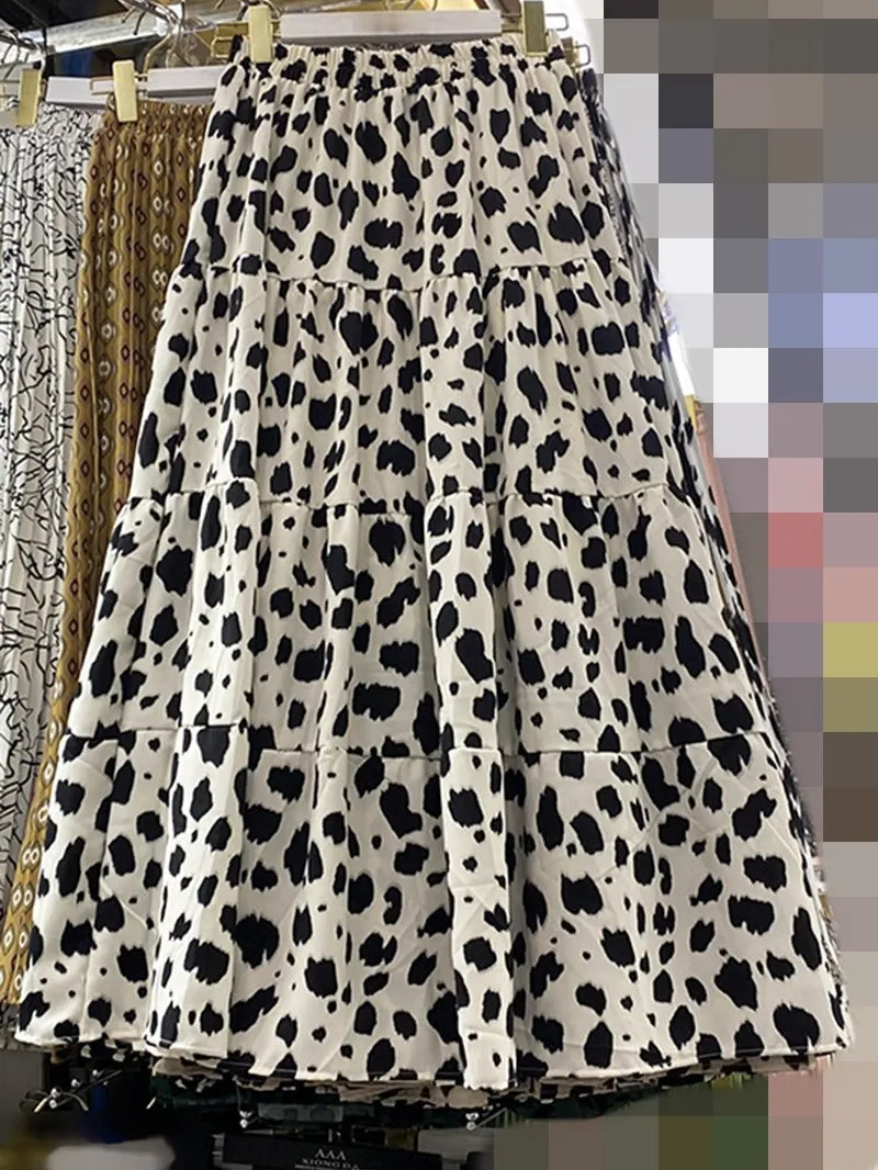 Vintage Leopard Print Swing Half Skirt