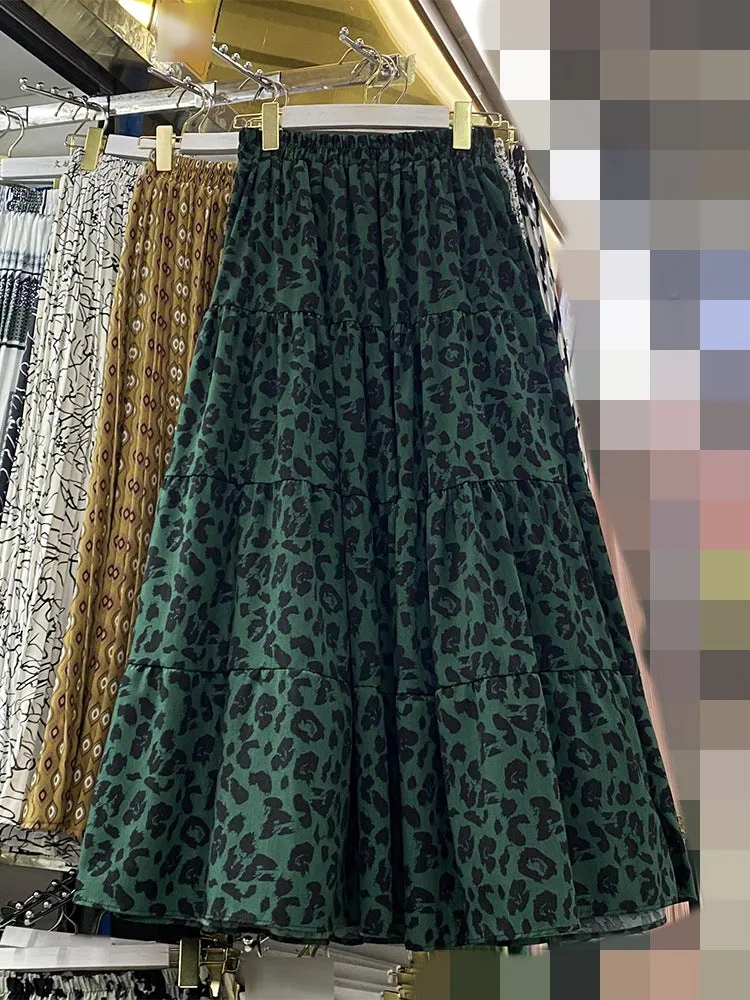 Vintage Leopard Print Swing Half Skirt
