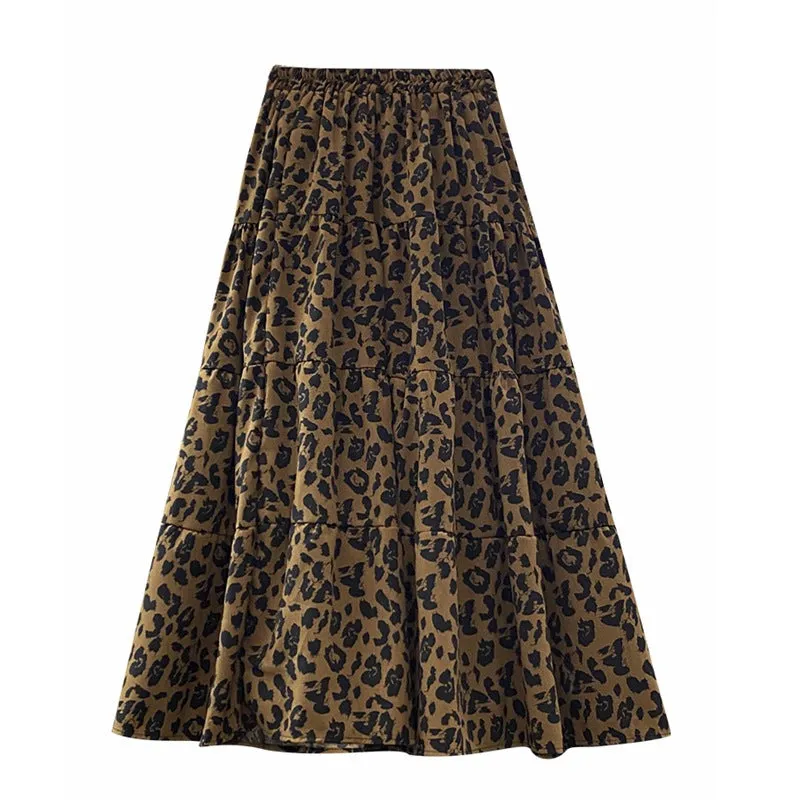 Vintage Leopard Print Swing Half Skirt