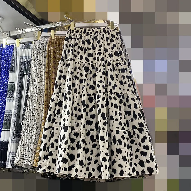 Vintage Leopard Print Swing Half Skirt