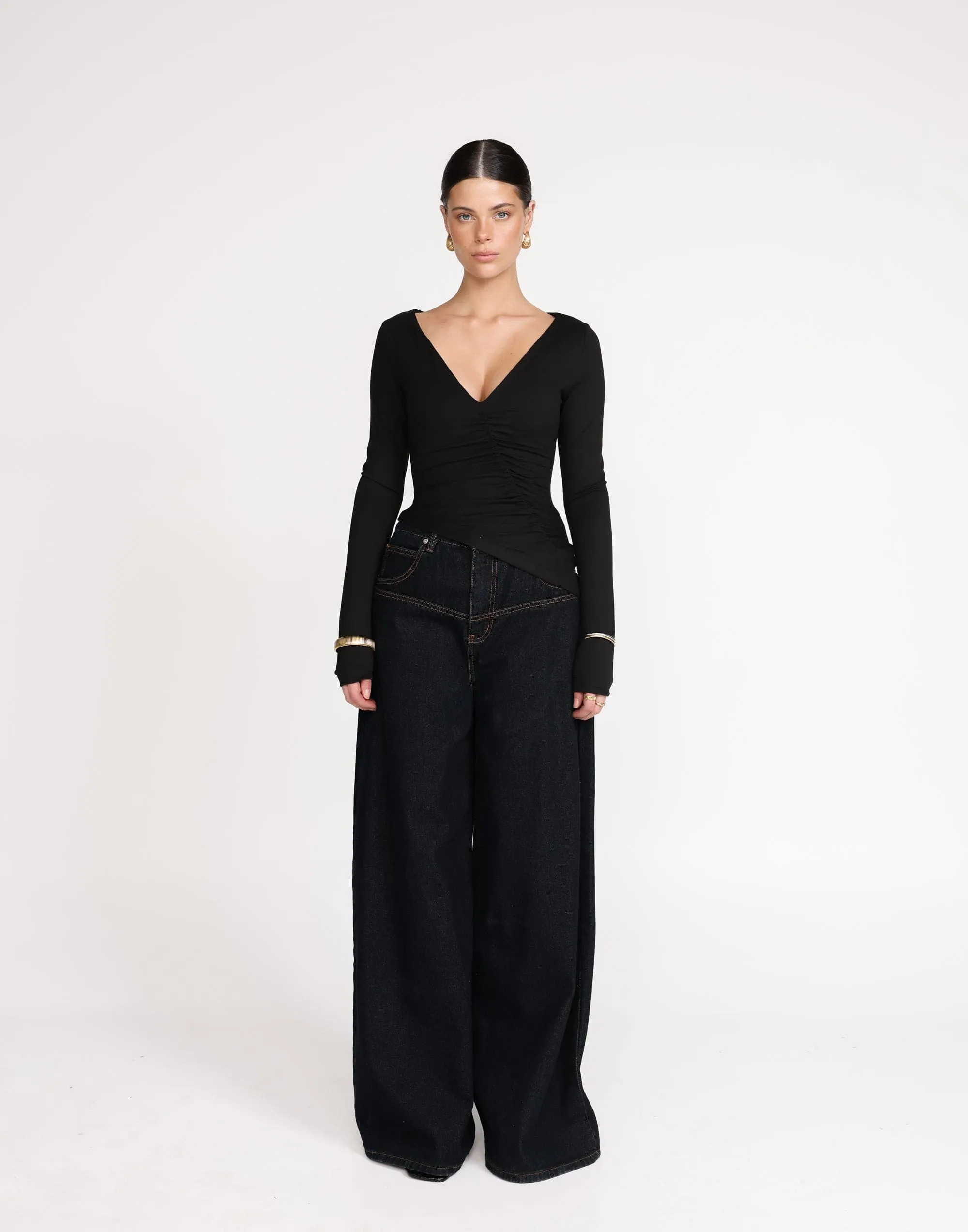 Viola Long Sleeve Top (Black)