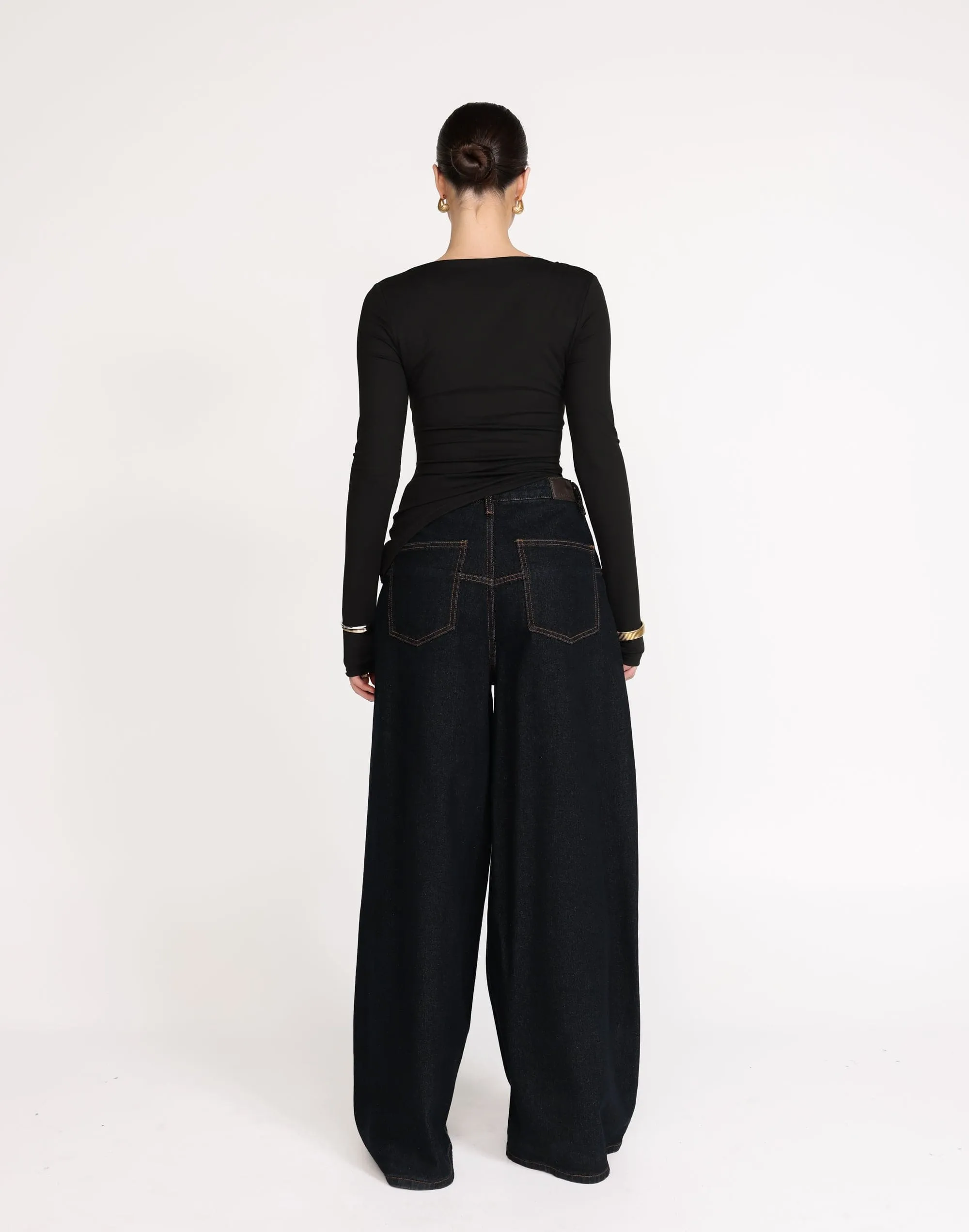 Viola Long Sleeve Top (Black)