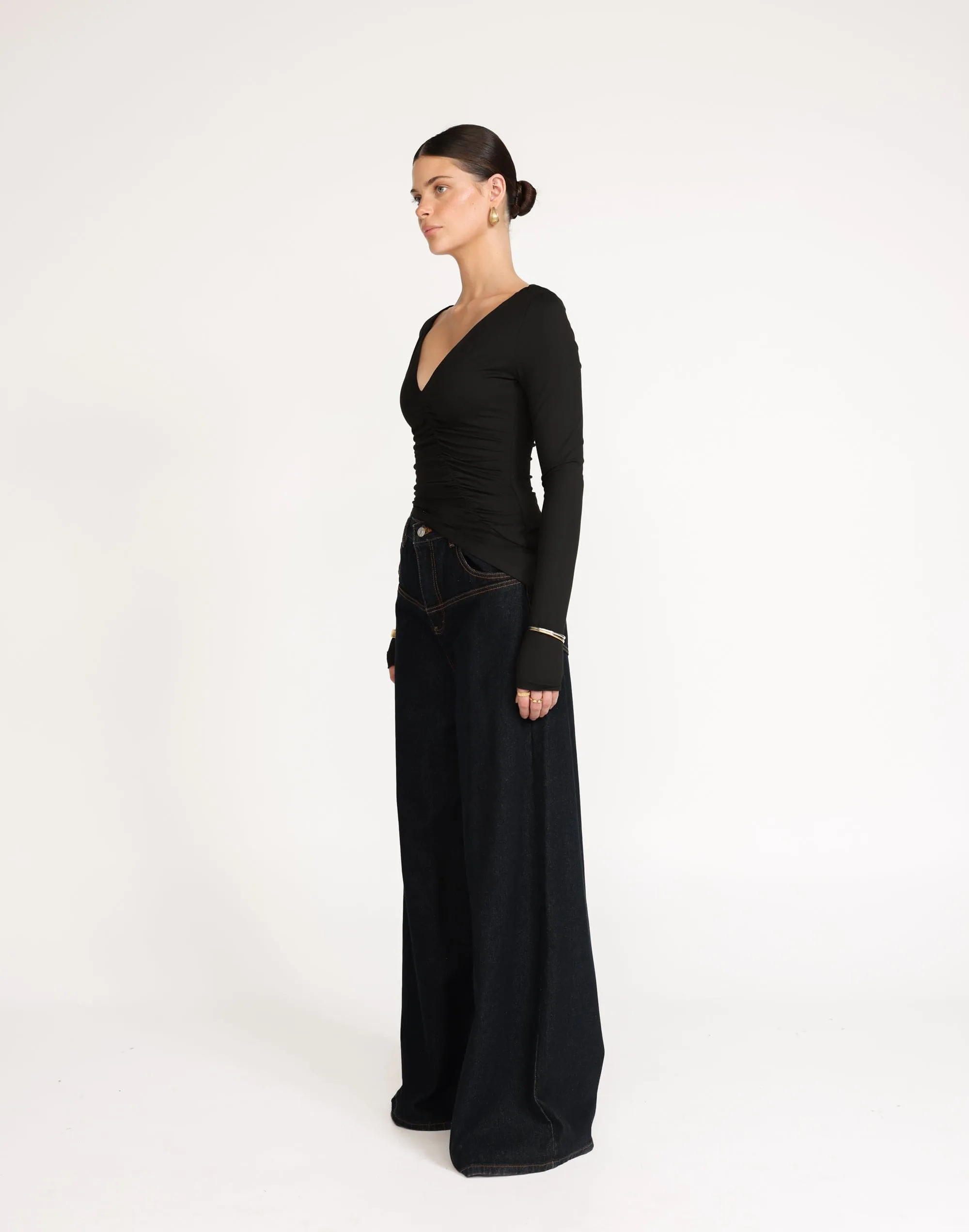 Viola Long Sleeve Top (Black)