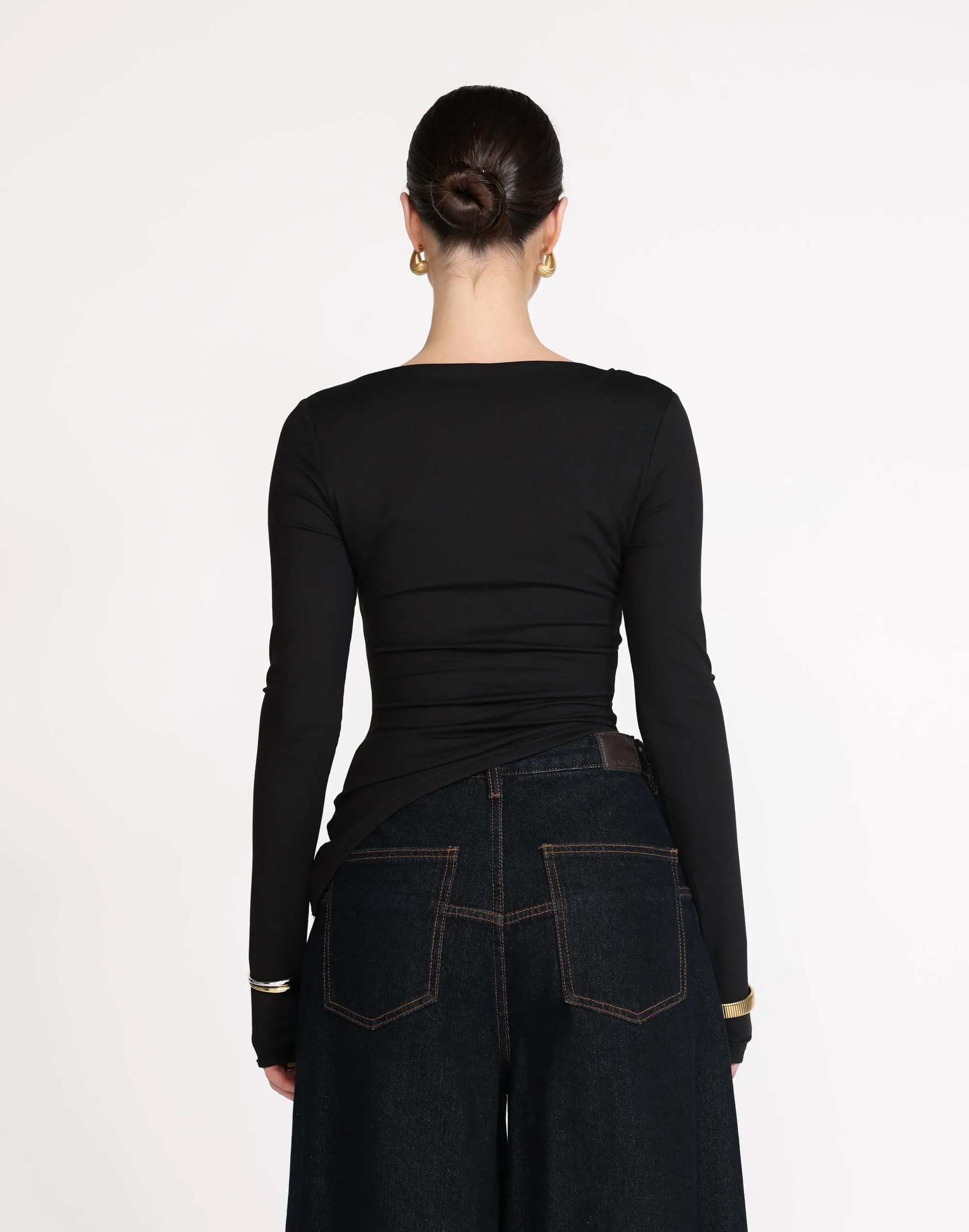 Viola Long Sleeve Top (Black)