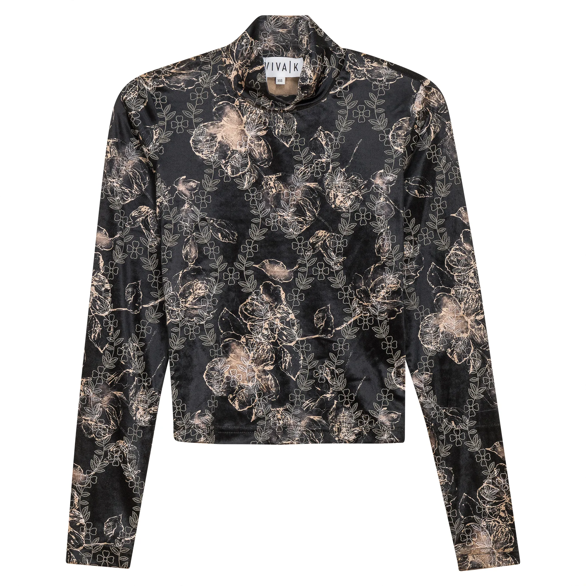 Viva K Blk Printed Velour Dolman Top WB4CM1144T
