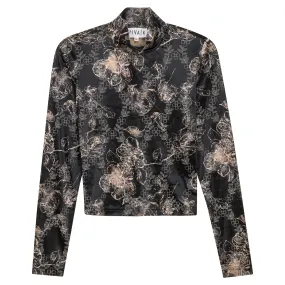 Viva K Blk Printed Velour Dolman Top WB4CM1144T