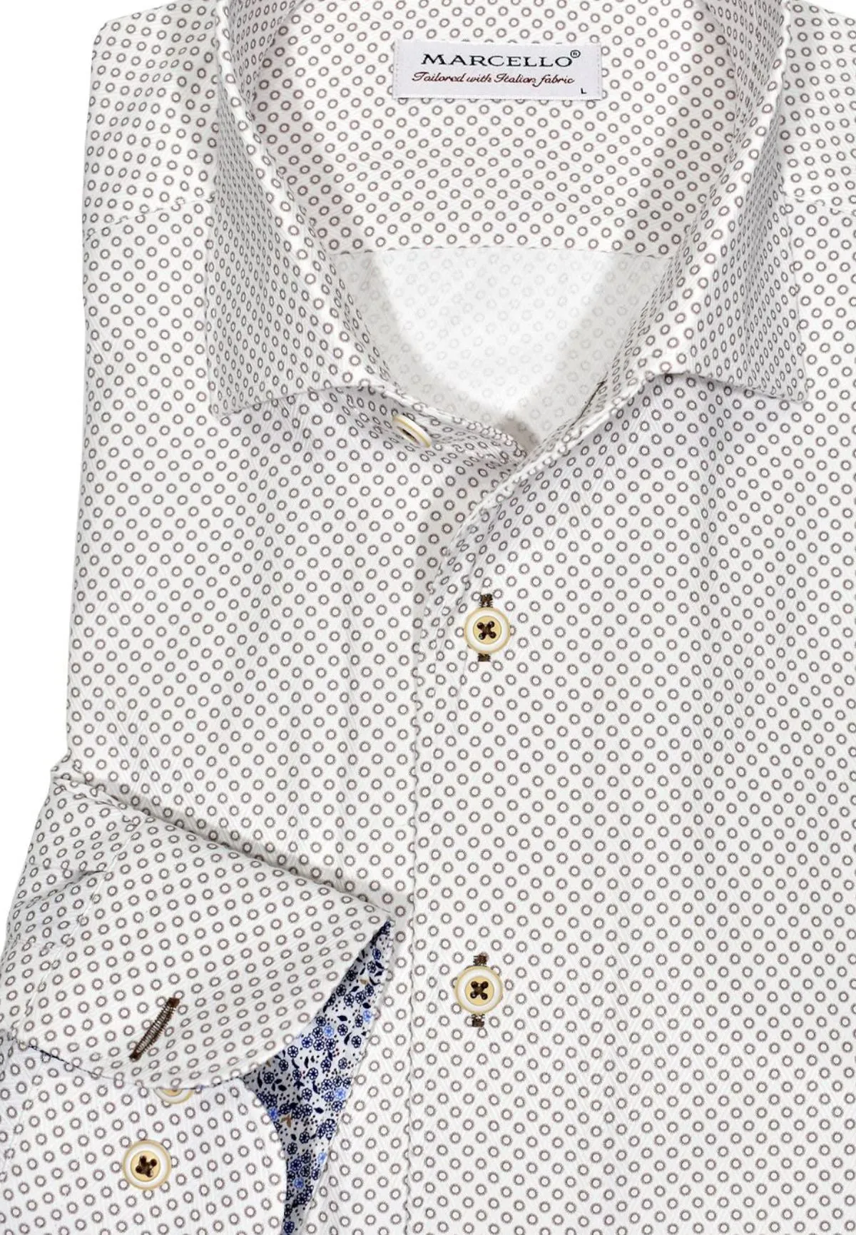 WM609R Slim Fit Tan Dot Roll Collar