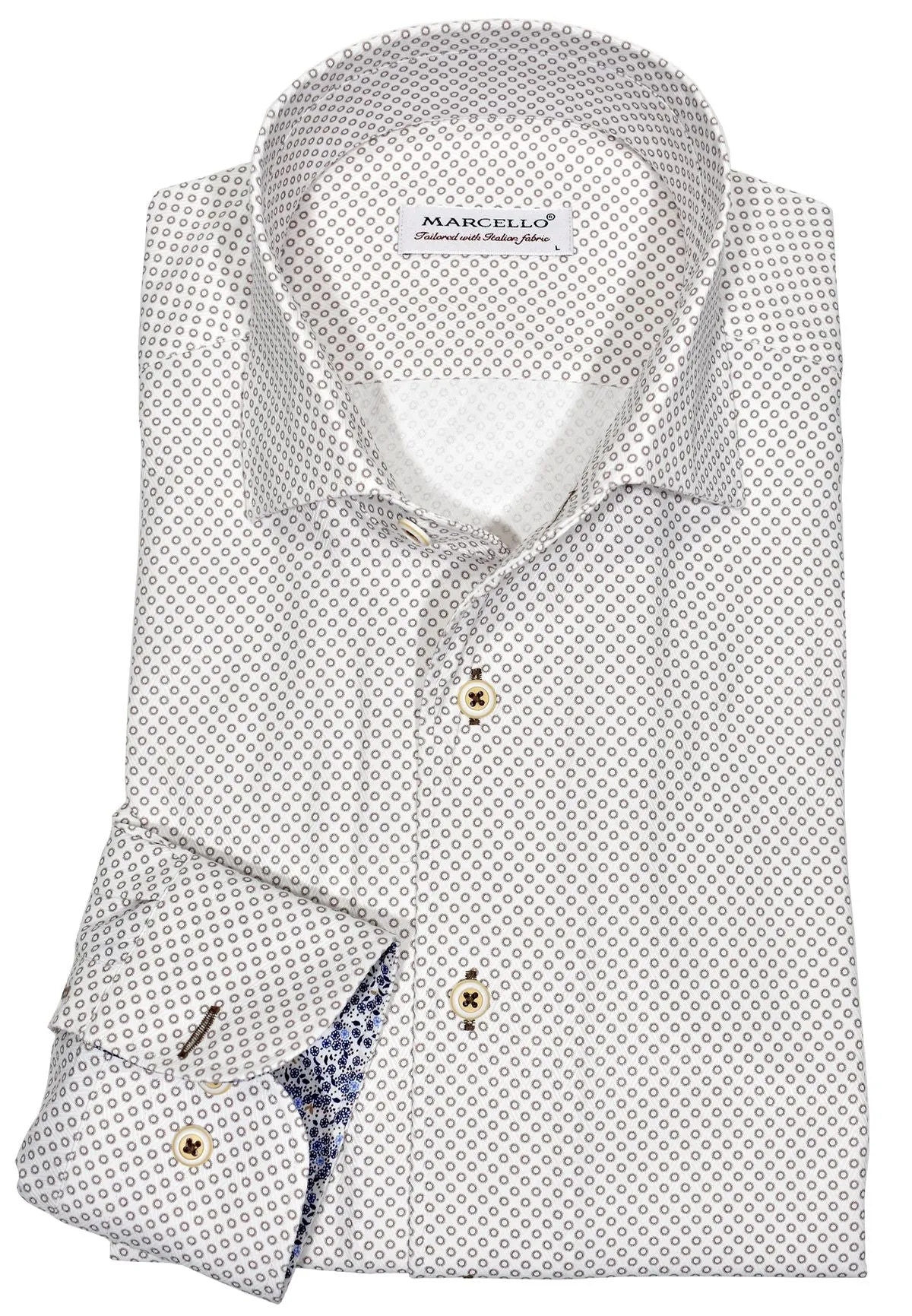 WM609R Slim Fit Tan Dot Roll Collar