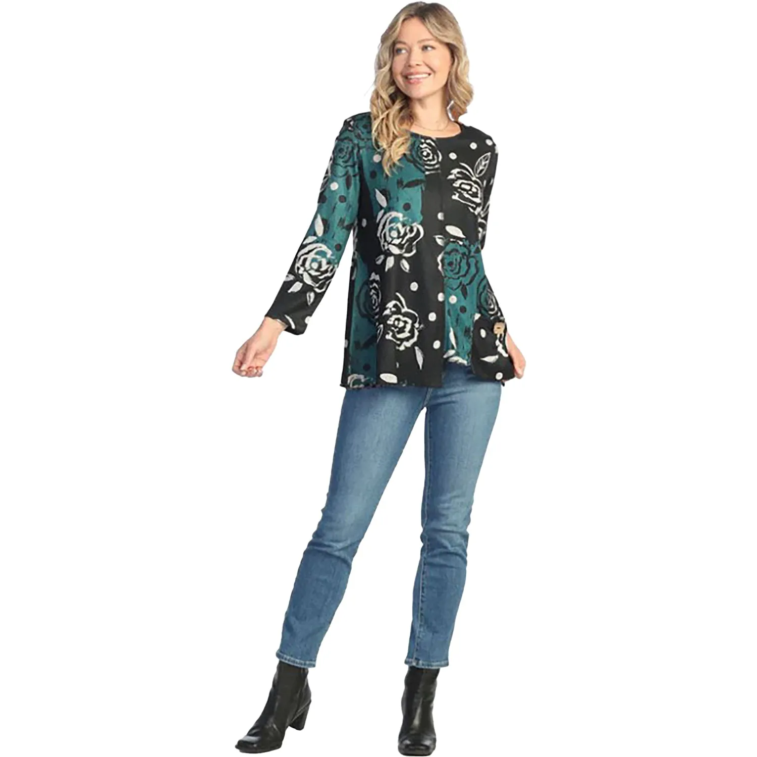 Women's Jess & Jane One Pocket Tunic Rosette Teal/Black
