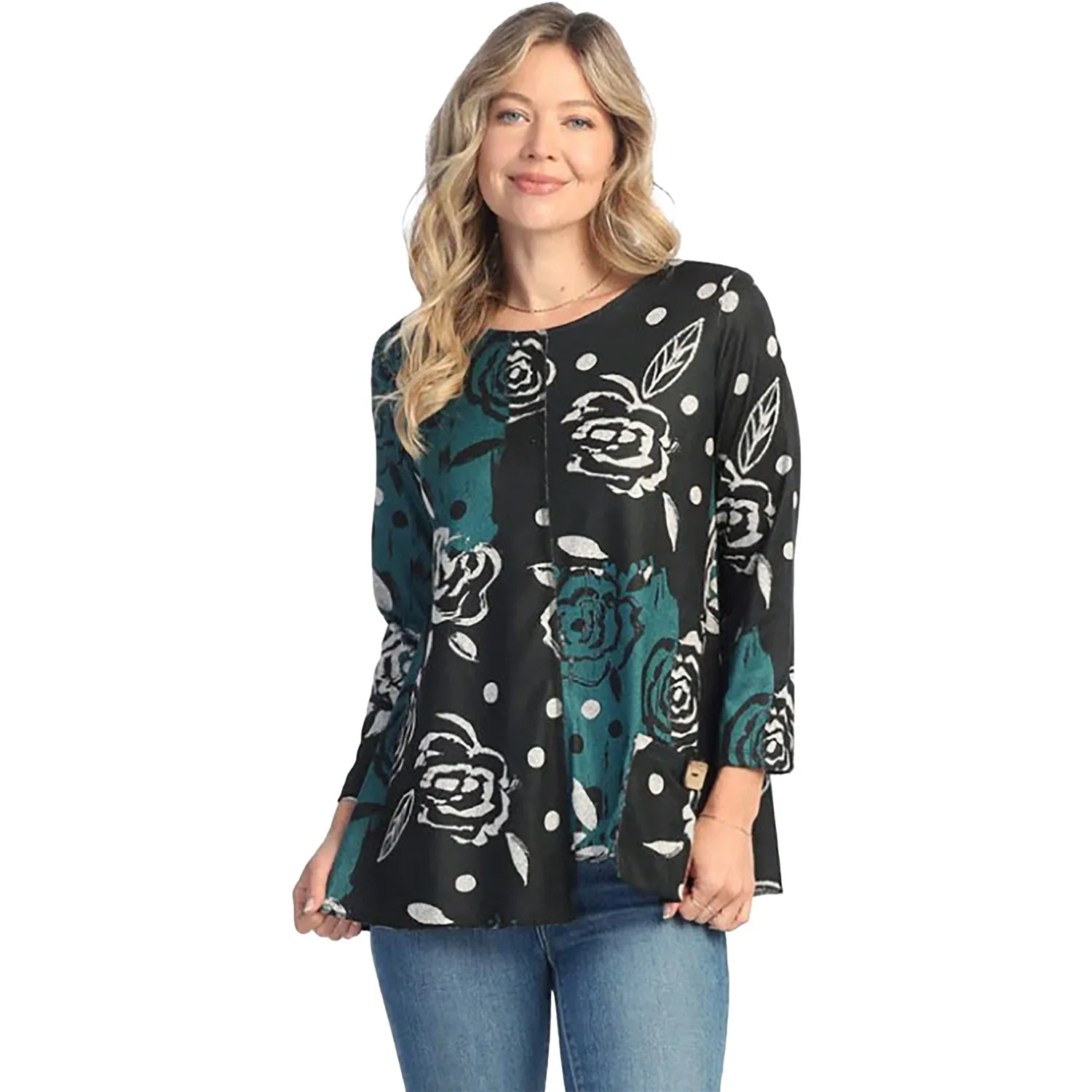 Women's Jess & Jane One Pocket Tunic Rosette Teal/Black