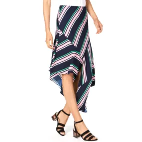 Women's Striped Asymmetrical Skirt,Multi