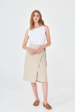 Wrap Style Linen Skirt