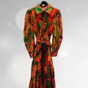 xmas parties printed Chiffon long dress- Pumpkin / Orange