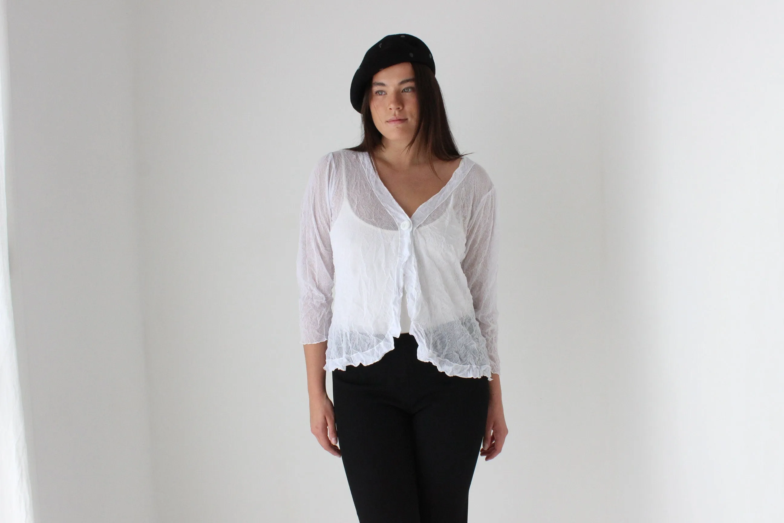 Y2K Sheer White Mesh Top