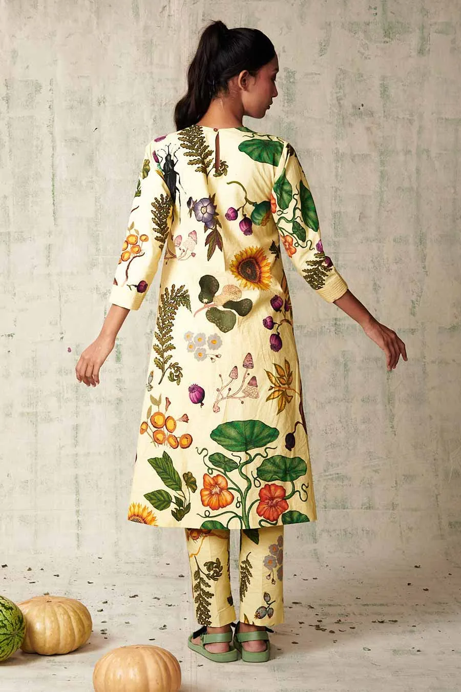 Yellow Printed Tunic & Pant Set