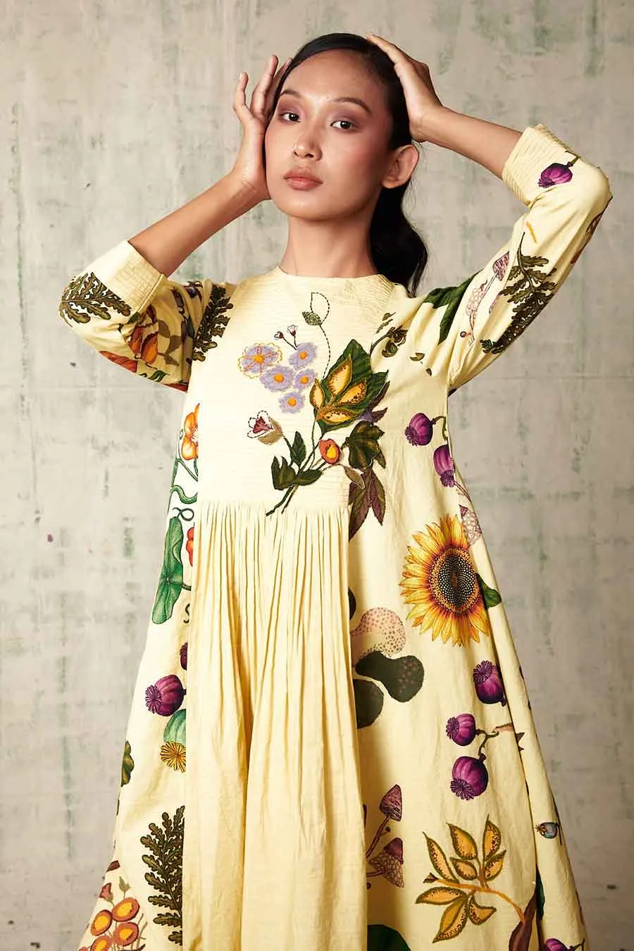 Yellow Printed Tunic & Pant Set