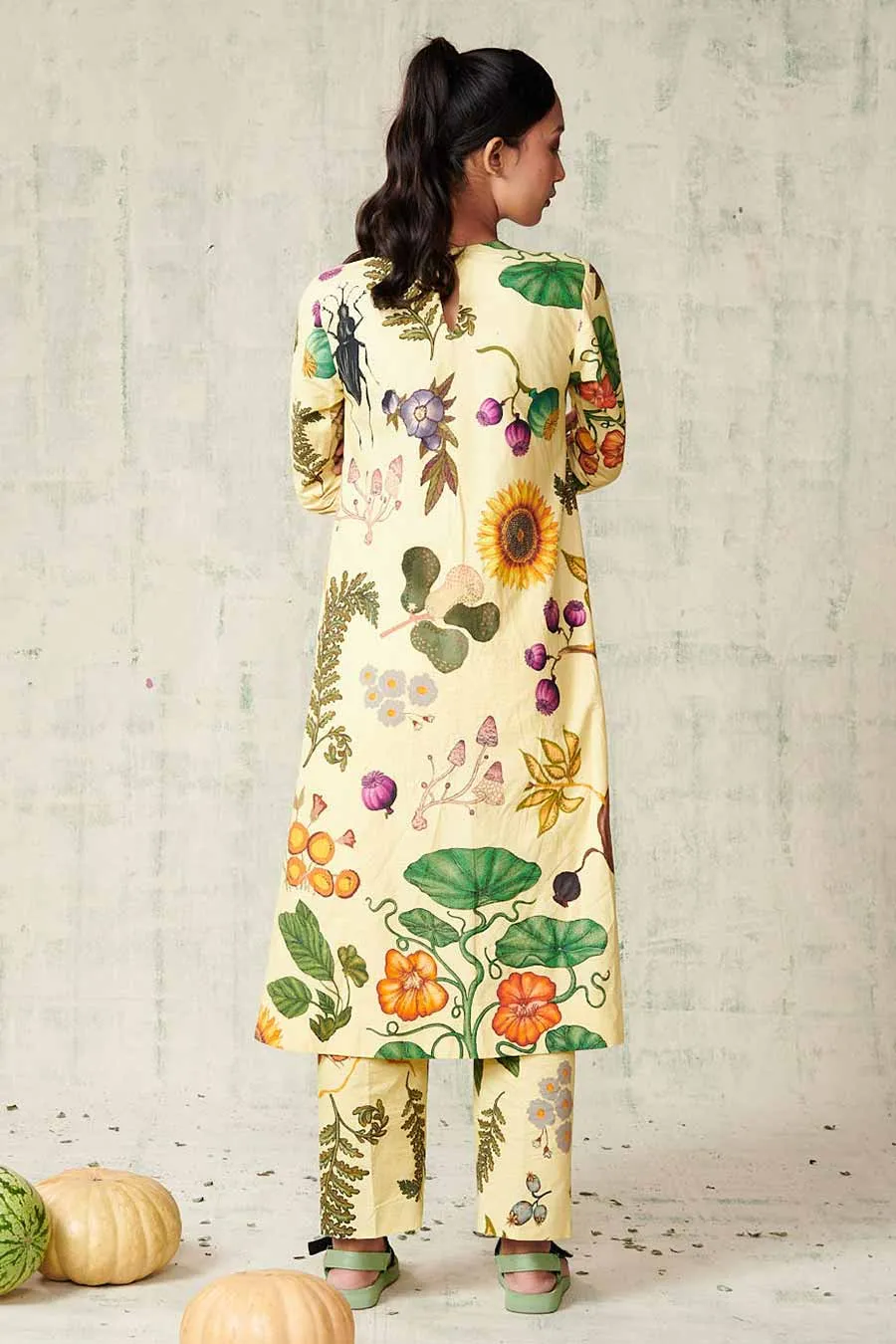 Yellow Printed Tunic & Pant Set