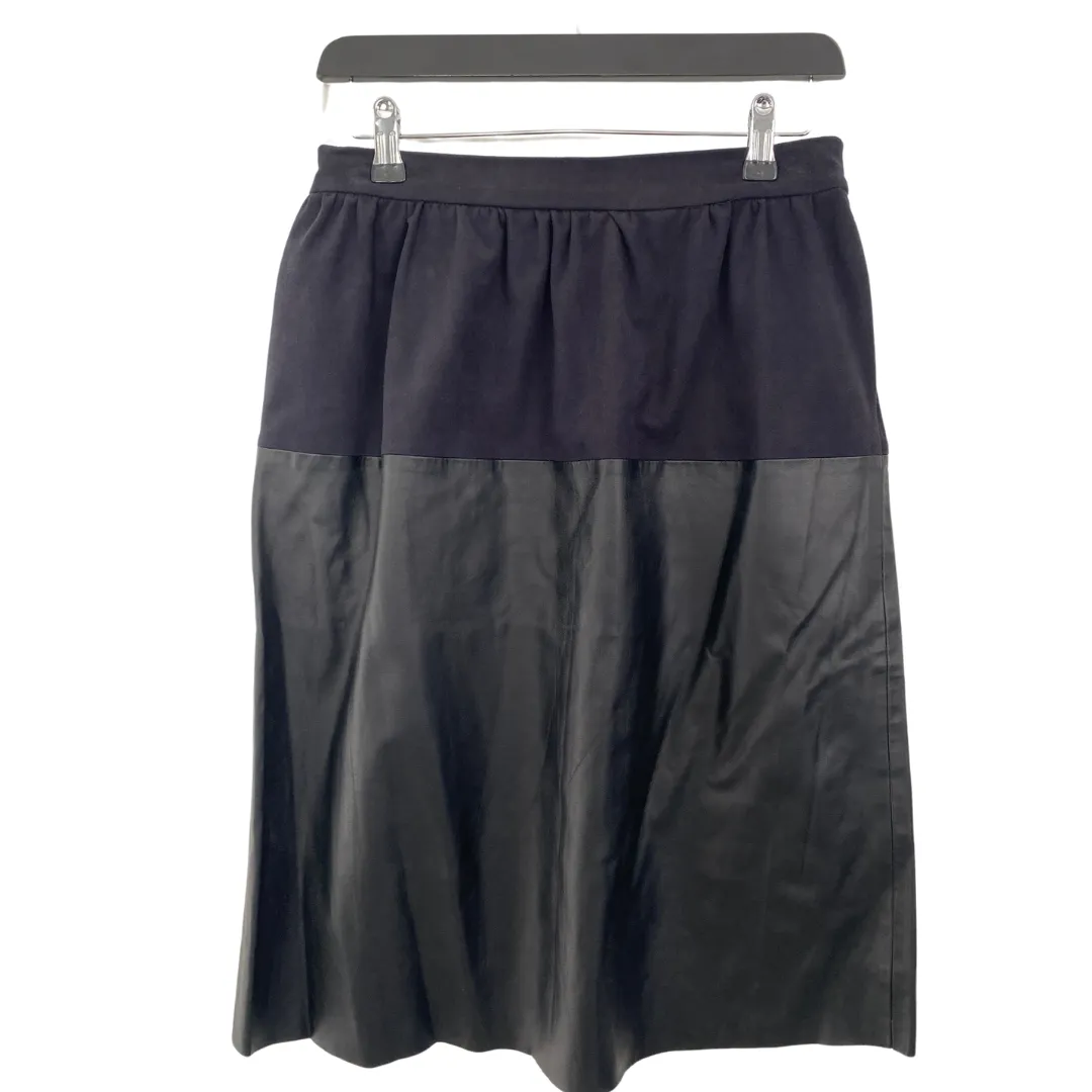 Zara Faux Leather Mix Skirt Navy SIZE M