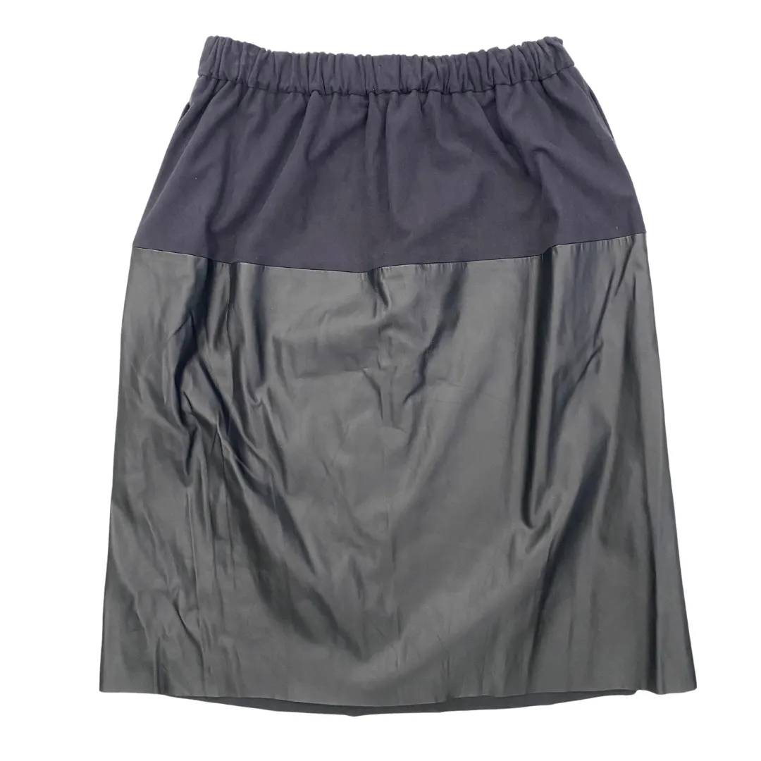 Zara Faux Leather Mix Skirt Navy SIZE M
