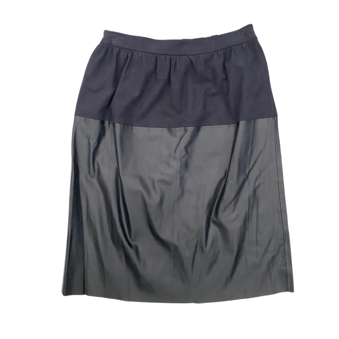 Zara Faux Leather Mix Skirt Navy SIZE M